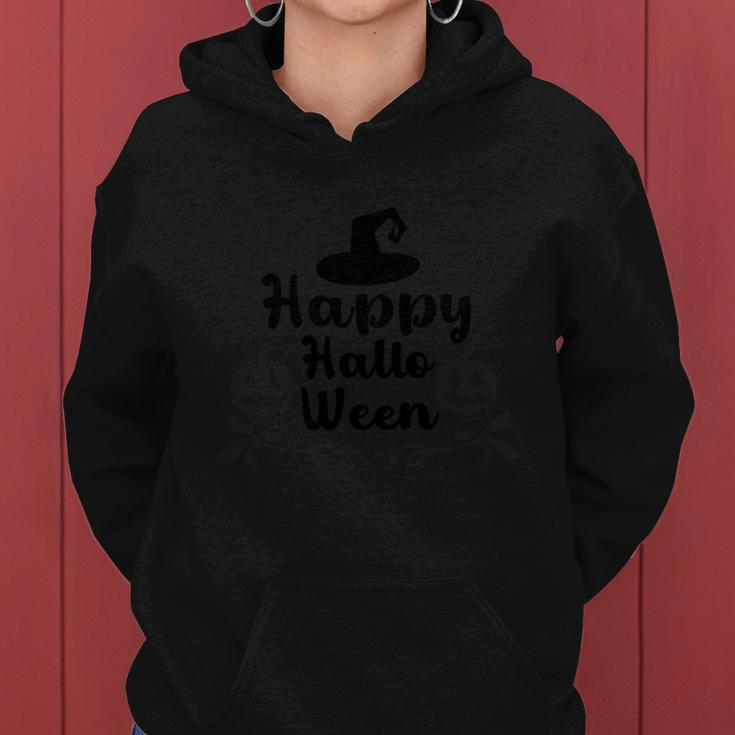 Happy Halloween Pumpkin Witch Hat Halloween Quote Women Hoodie