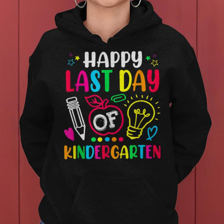 Happy Last Day Of Kindergarten School Funny Teacher Students Women Hoodie Graphic Print Hooded Sweatshirt