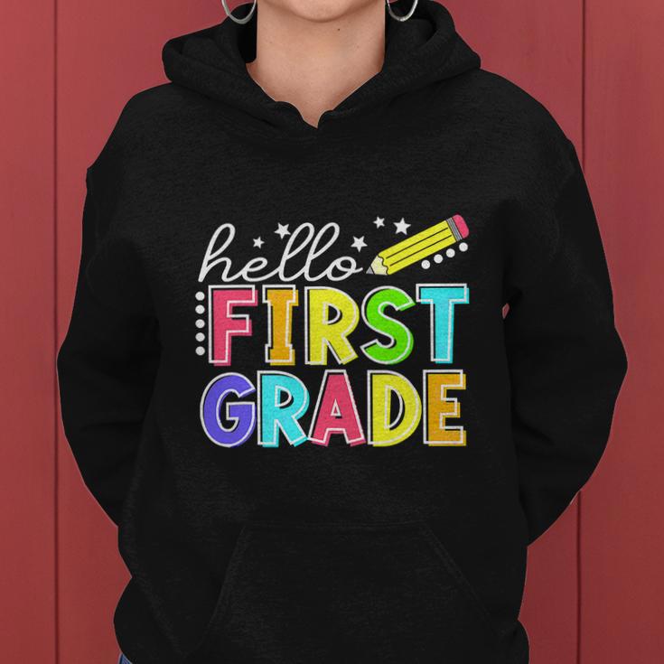 Hello First Grade Team 1St Grade Back To School Teacher Women Hoodie