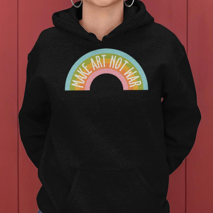 Hippie Rainbow Make Art Not War Custom Women Hoodie Graphic Print Hooded Sweatshirt