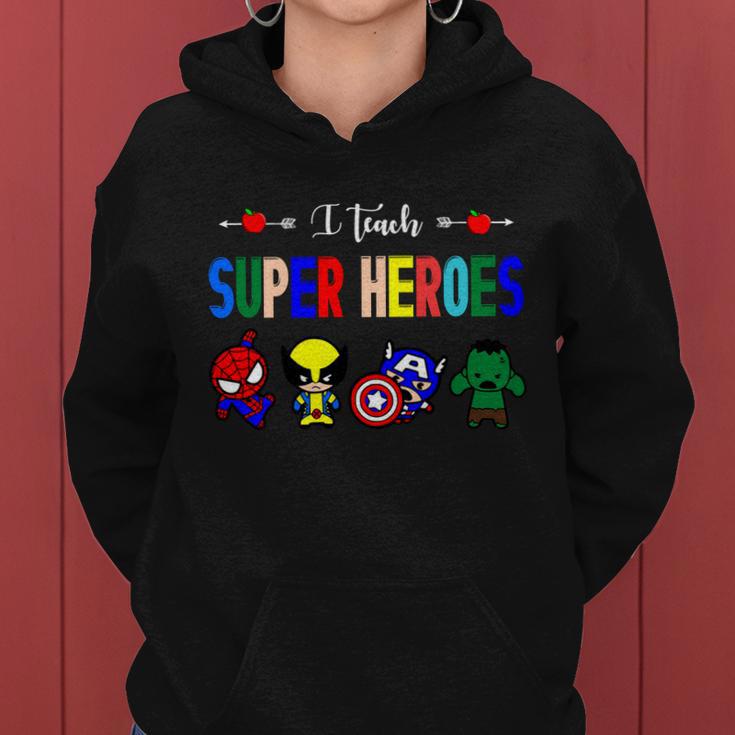 I Teacher Super Heroes Cute Superhero Characters Women Hoodie