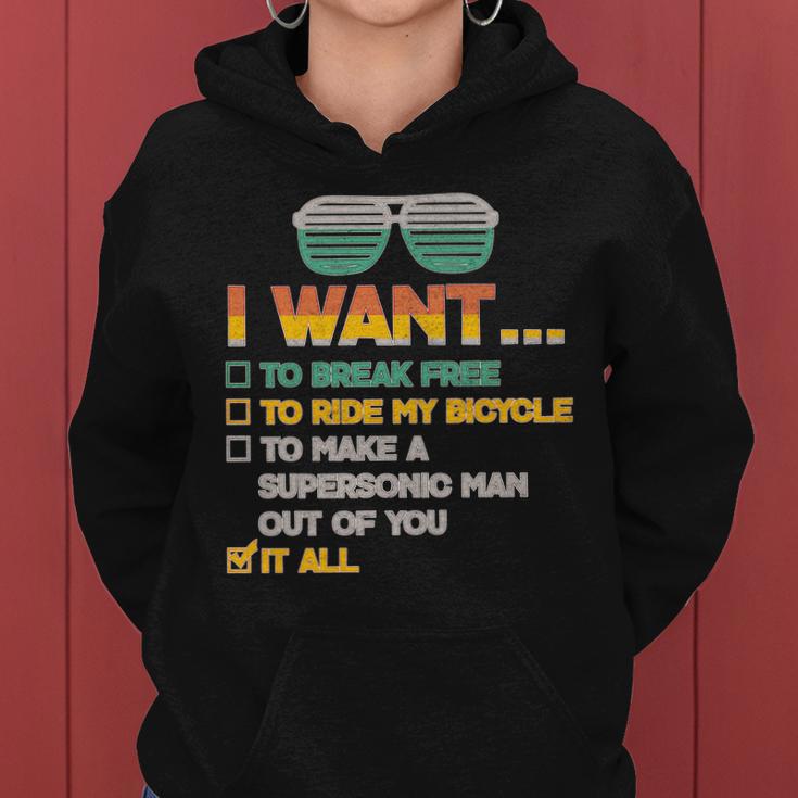 I Want To Break Free To Ride My Bicycle It All Sunglasses Women Hoodie