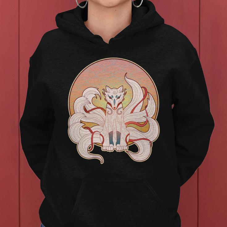 Japanese Nine Tails Kitsune Fox Emblem Pattern Women Hoodie