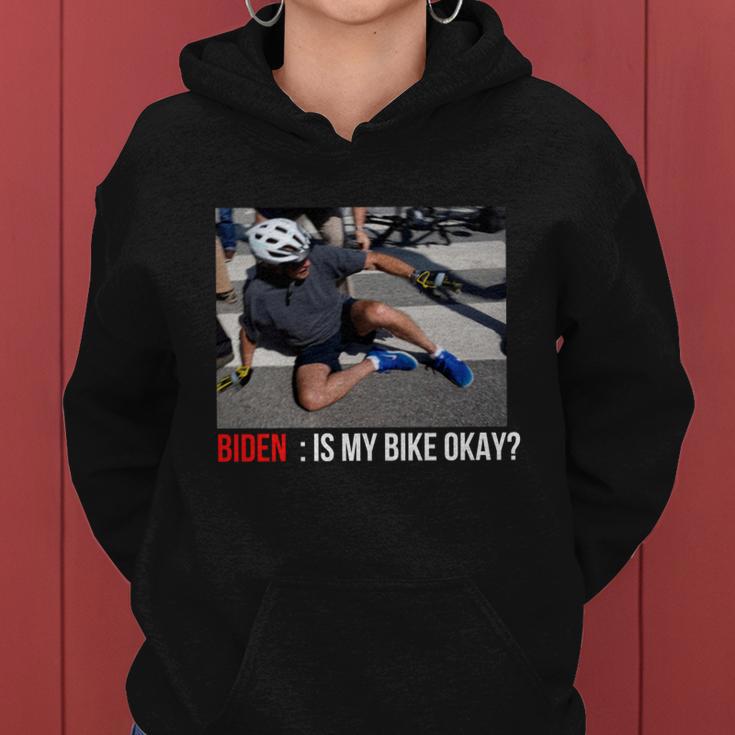 Joe Biden Falls Off His Bike Funny Biden Bike Women Hoodie