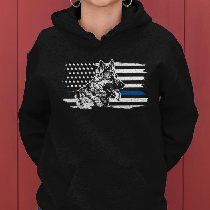 Kfunny Gift9 Unit German Shepherd Dog Thin Blue Line Patriotic Police Gift Women Hoodie