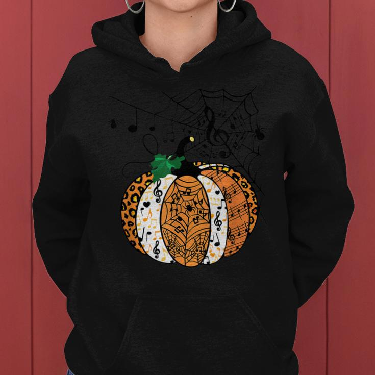 Leopard Pumpkin Music Teacher Funny Halloween Spooky Season Women Hoodie