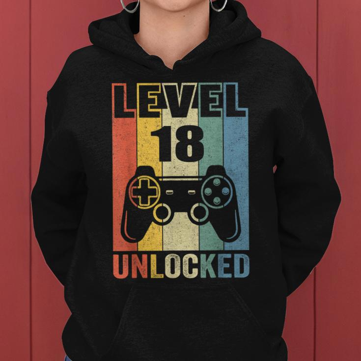 Level 18 Unlocked 18Th Video Gamer Birthday Boy Gift V2 Women Hoodie