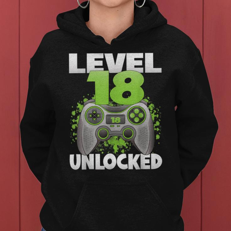 Level 18 Unlocked Video Gaming 18Th Birthday 2004 Gamer Game Women Hoodie