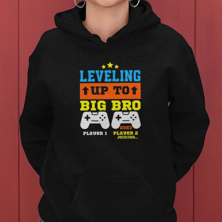 Leveling Up To Big Bro 2023 Pregnancy Announcement Funny Women Hoodie