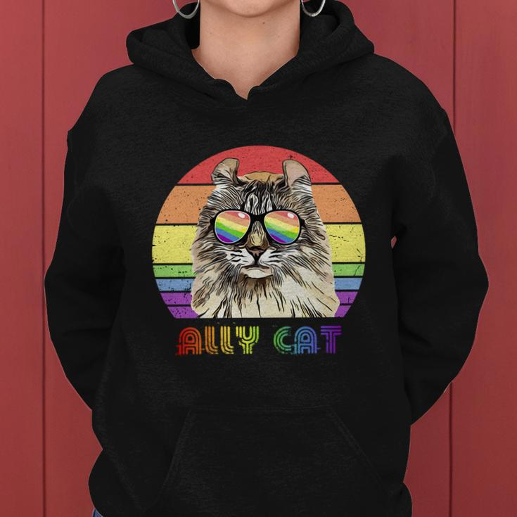 Lgbtq Ally Cat Rainbow Gay Pride Flag Lgbt Funny Gift Women Hoodie
