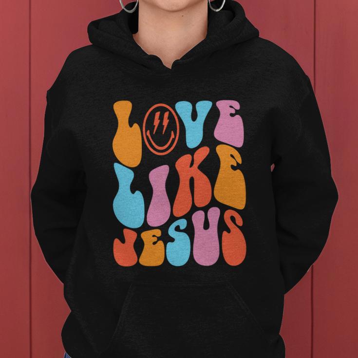 Love Like Jesus Smiley Face Aesthetic Funny Christian Women Hoodie