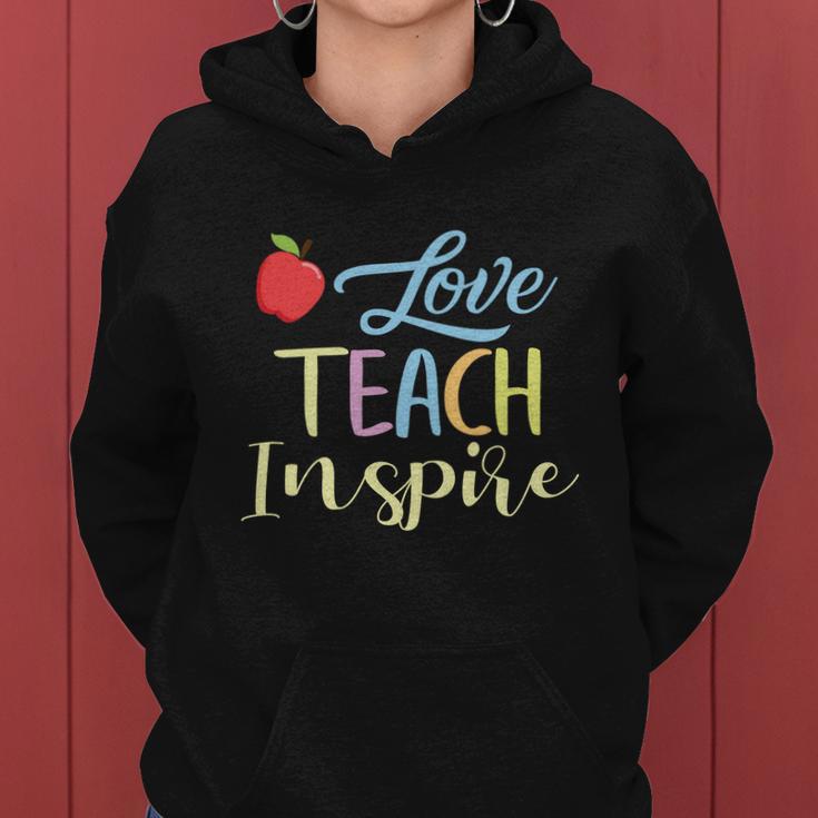 Love Teach Inspire Funny School Student Teachers Graphics Plus Size Shirt Women Hoodie