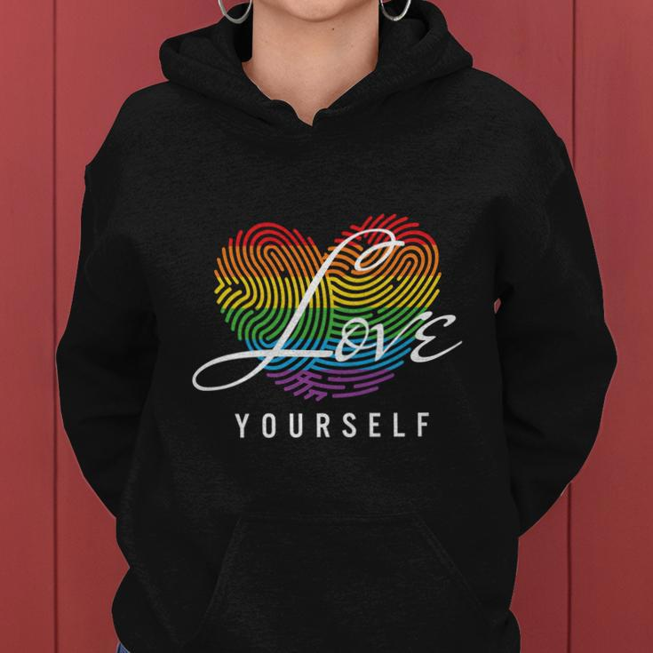 Love Yourself Rainbow Lgbt Fingerprint Pride Month Women Hoodie