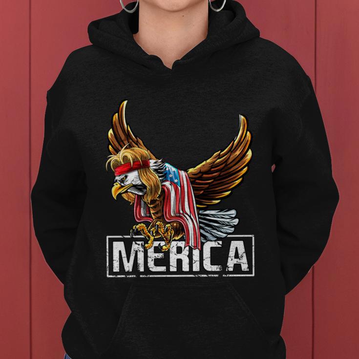 Merica Bald Eagle Mullet 4Th Of July American Flag Patriotic Gift Women Hoodie