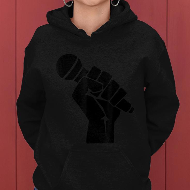 Mic Raise Old School Hip Hop Microphone Graphic Women Hoodie