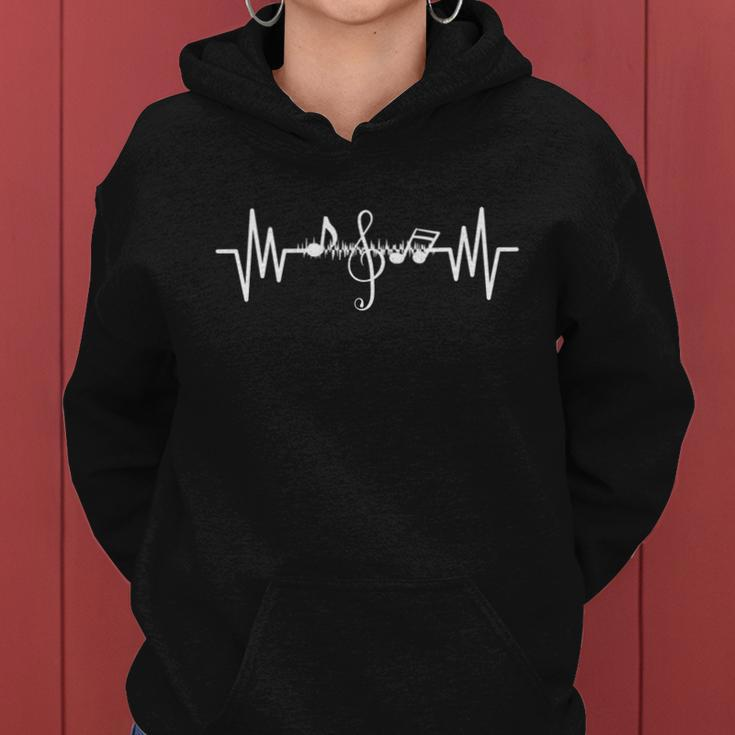 Music Frequency Heartbeat Pulse Treble Clef Musical Notes Women Hoodie