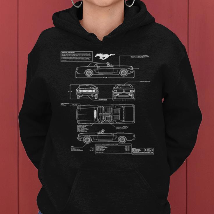 Mustang Blueprint Tshirt Women Hoodie