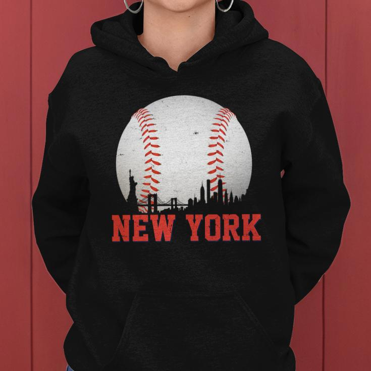 New York Skyline Baseball Sports Fan Women Hoodie