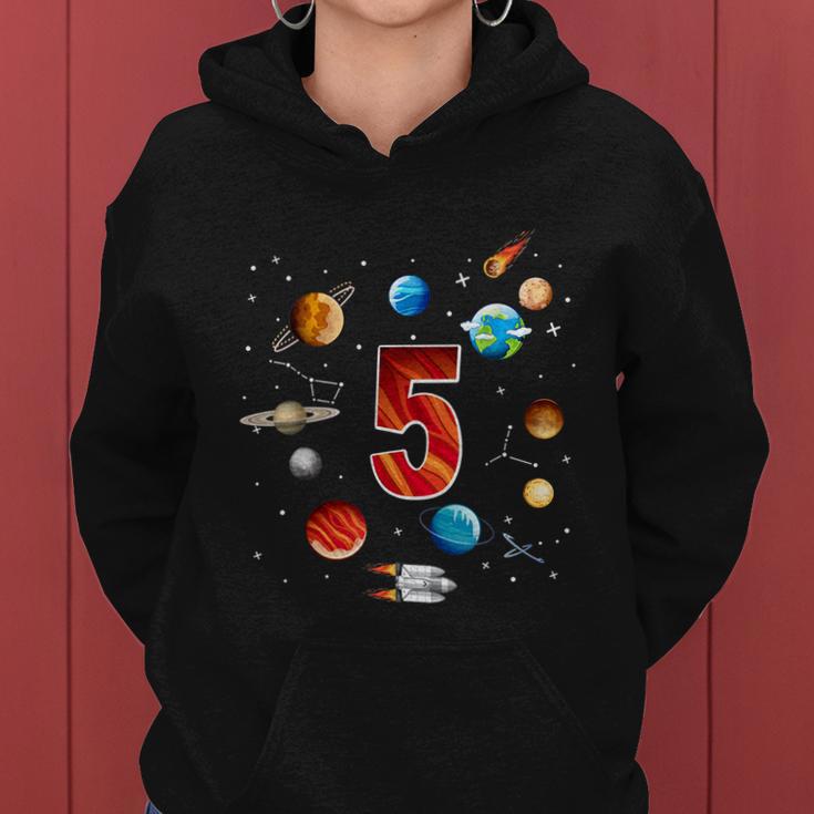 Outer Space 5 Years Old 5Th Birthday Boys Planets Astronaut Women Hoodie