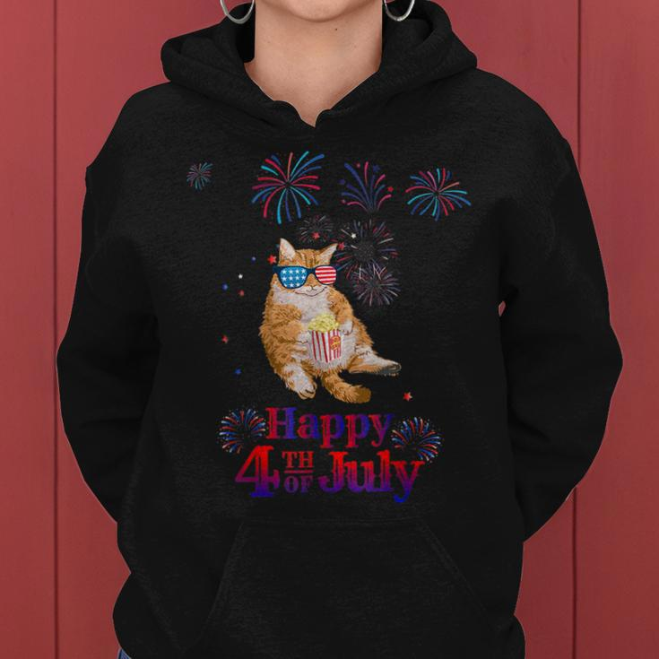 Patriotic Cat Happy 4Th Of July Women Hoodie
