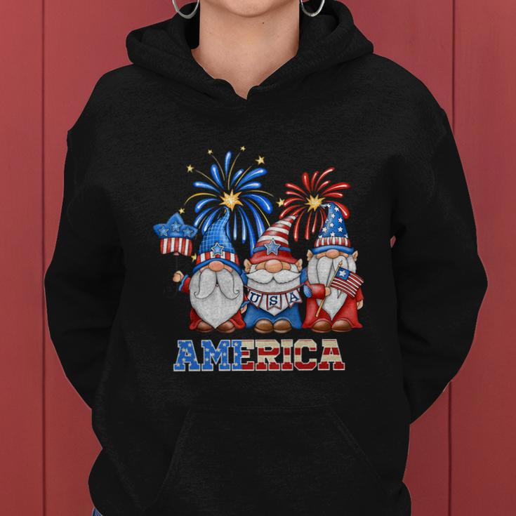 Patriotic Gnomes 4Th Of July Funny Gnome Love American Flag Gift Women Hoodie