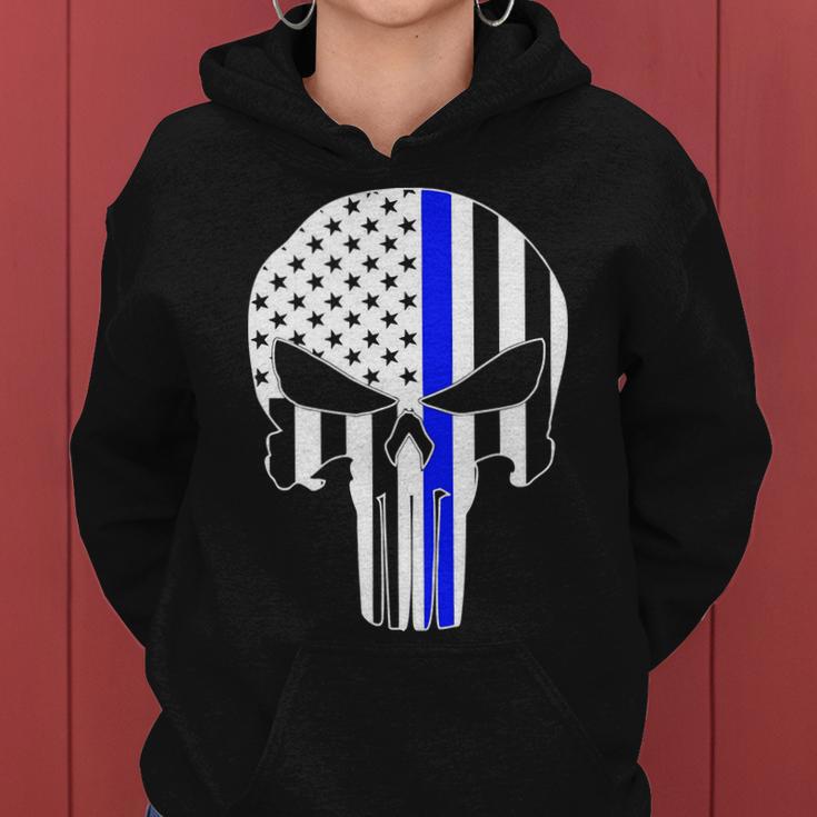 Police Usa Skull Thin Blue Line Tshirt Women Hoodie