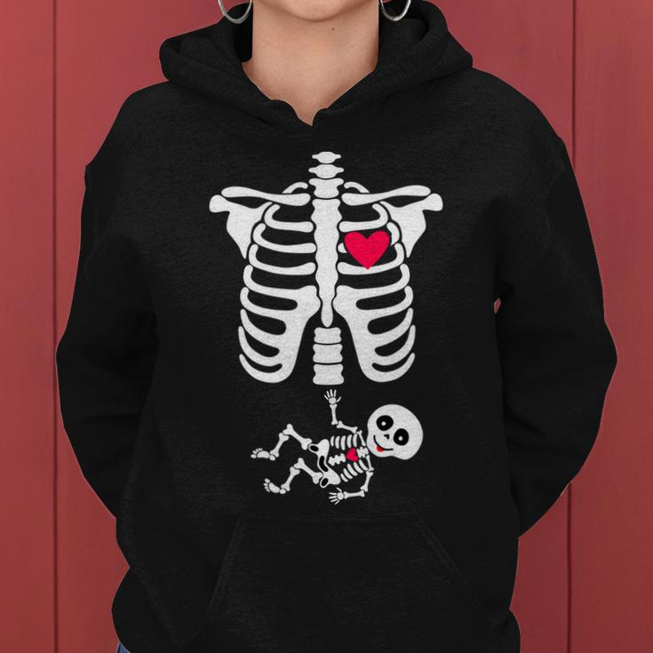 Pregnant Skeleton Ribcage With Baby Costume Women Hoodie