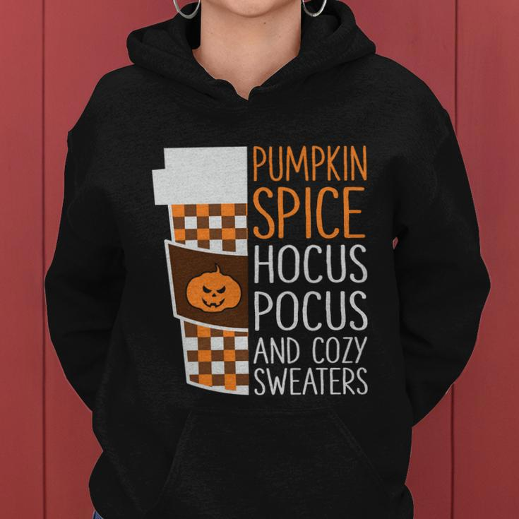 Pumpkin Spice Hocus Pocus And Cozy Sweaters Halloween Quote Women Hoodie