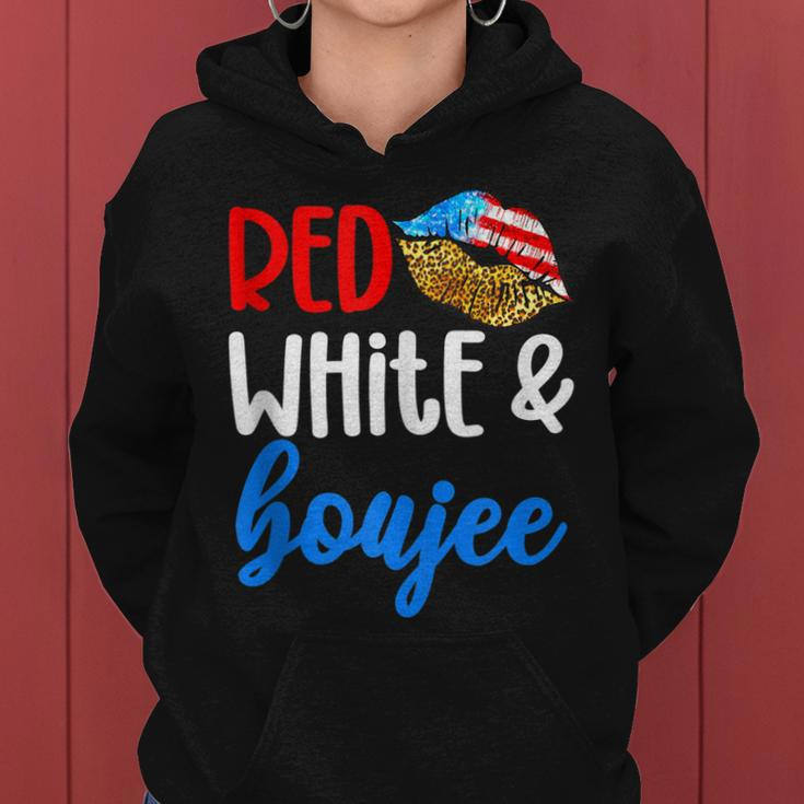 Red White And Boujee Funny 4Th Of July American Flag Lips Women Hoodie