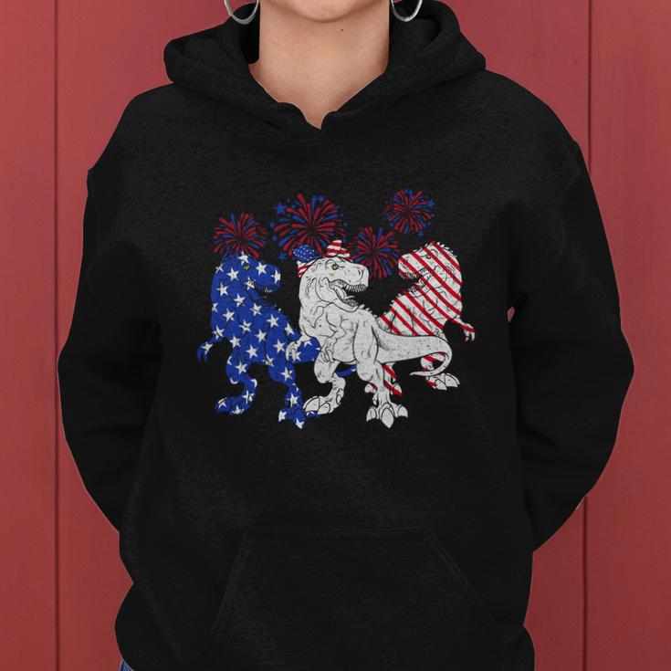 Red White Blue Trex Firework 4Th Of July Graphic Plus Size Shirt For Men Women Women Hoodie