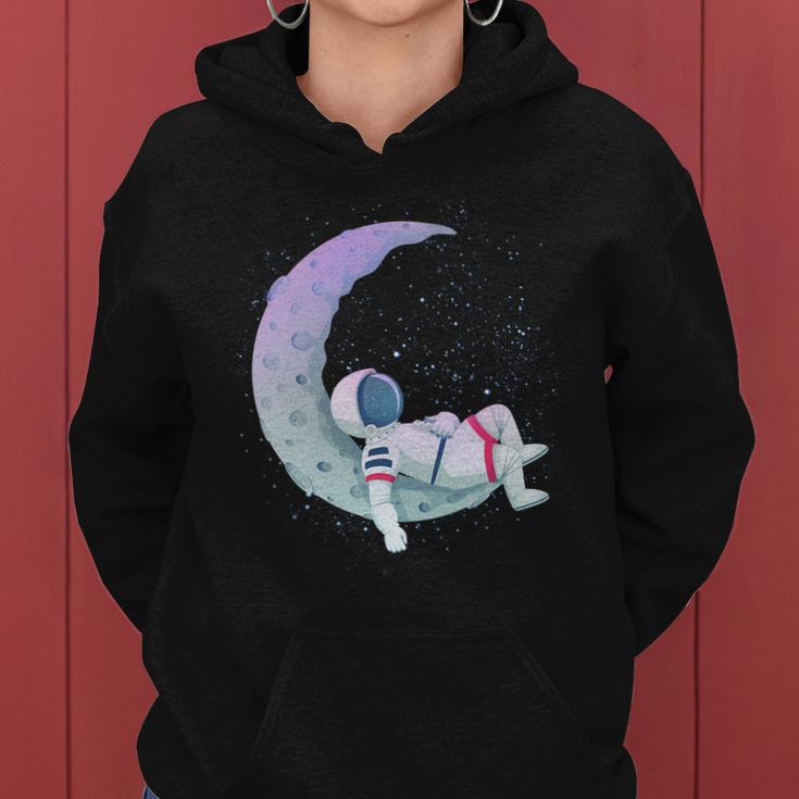 Relaxing Astronaut On The Moon Women Hoodie