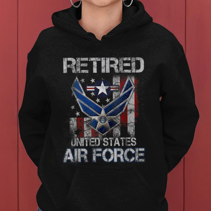Retired Us Air Force Veteran Usaf Veteran Flag Vintage Tshirt Women Hoodie