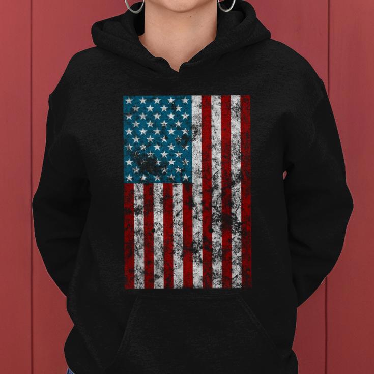 Retro Style 4Th July Usa Patriotic Distressed America Flag Gift Women Hoodie