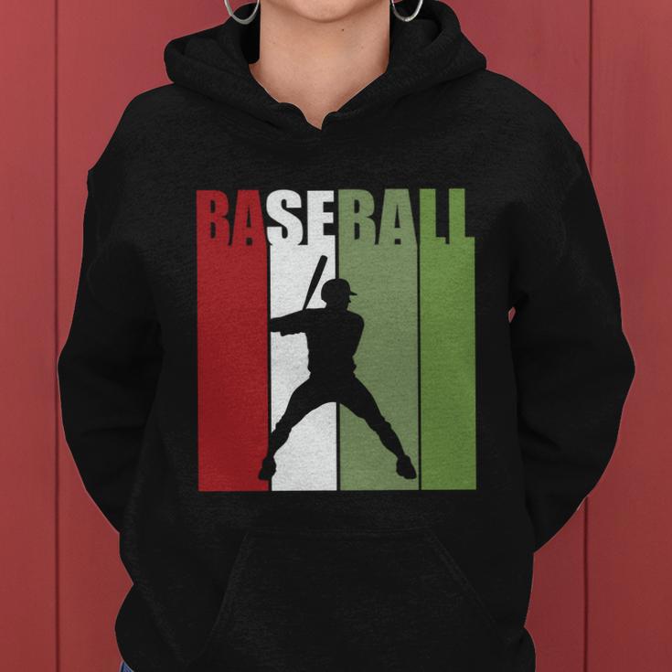 Retro Vintage Baseball Player Silhouette Baseball Lover Baseball Dad Women Hoodie