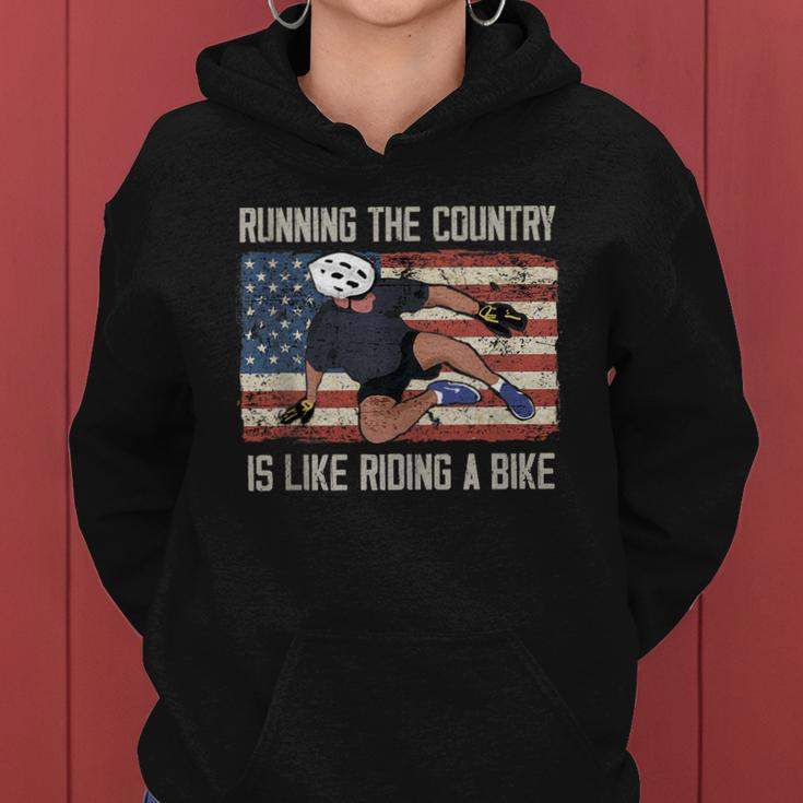Running The Country Is Like Riding A Bike Funny Biden Meme Women Hoodie