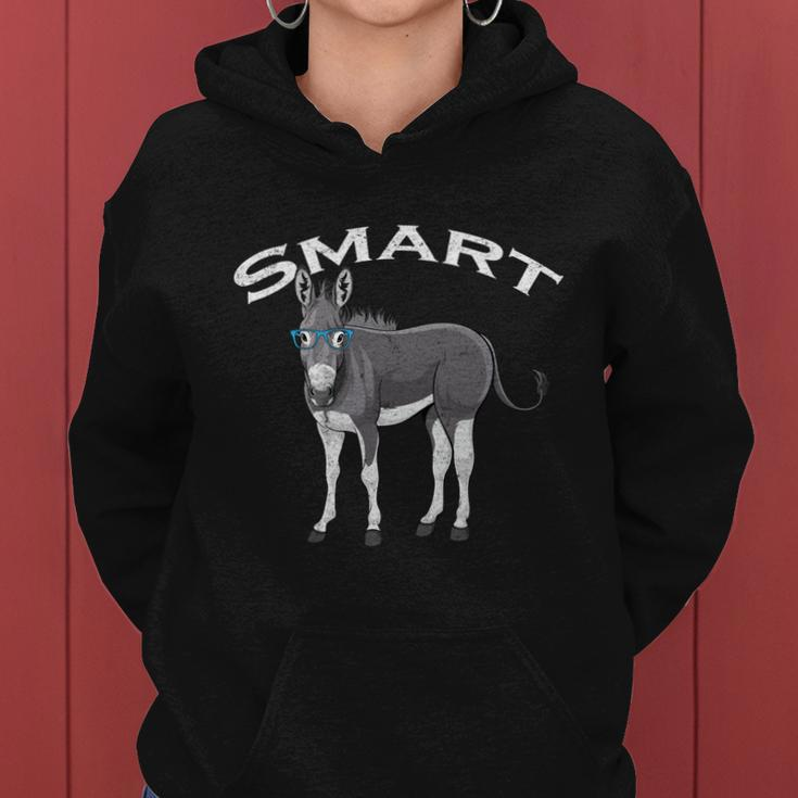 Smart Donkey Lover Sarcastic Adult Humor Blue Glasses Gift Women Hoodie