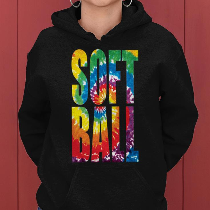 Softball Retro Tie Dye Women Hoodie