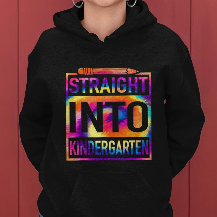 Straight Into Kindergarten Tie Dye Funny Teacher Women Hoodie