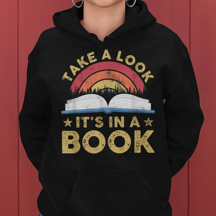 Take A Look Its In A Book Reading Vintage Retro Rainbow Women Hoodie