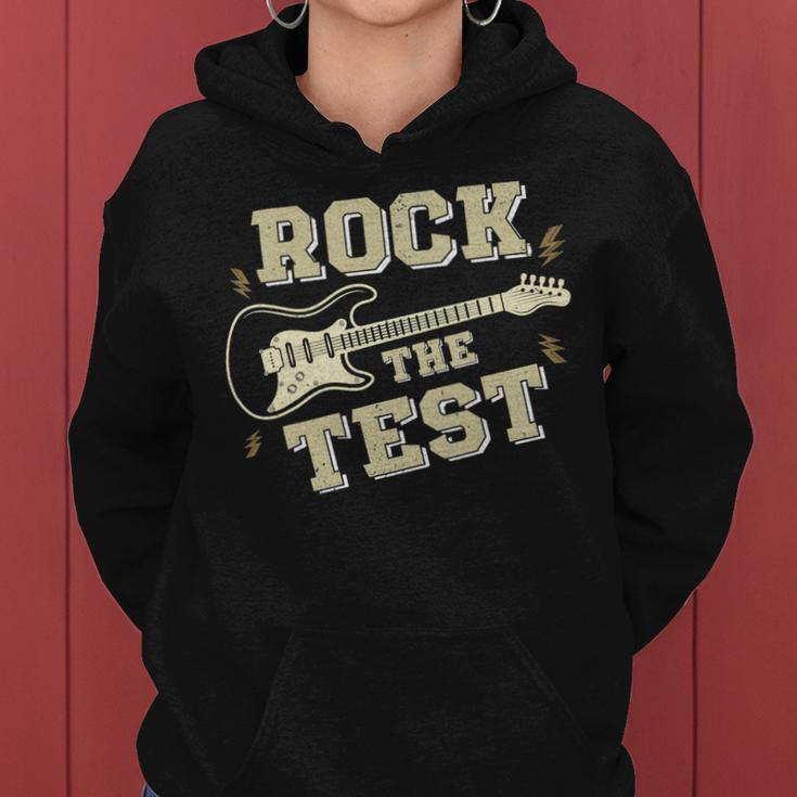Test Day Teacher Rock The Test Guitar Teacher Testing Day Women Hoodie