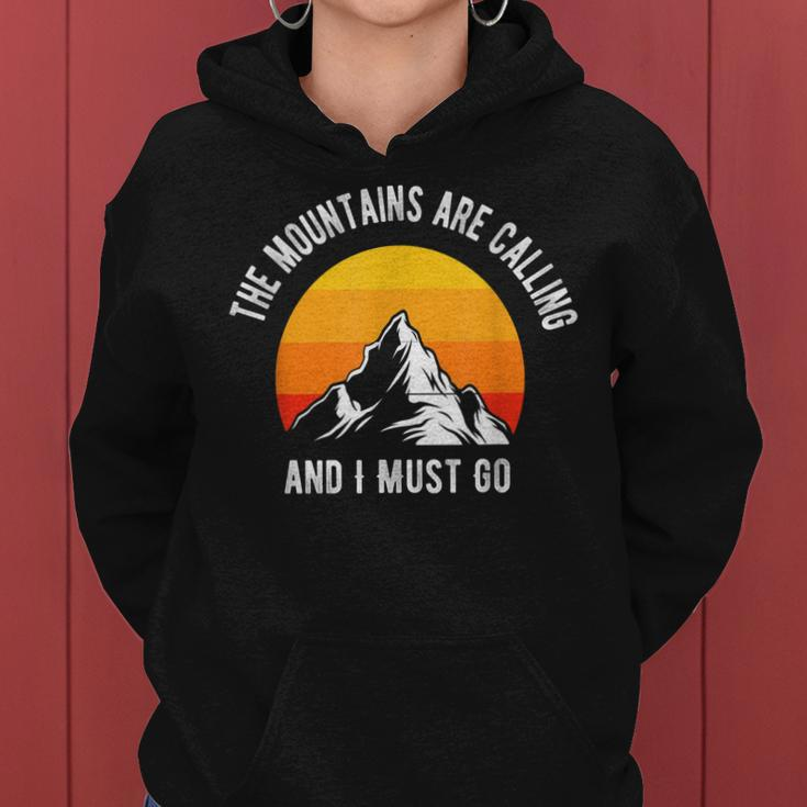 The Mountains Are Calling And I Must Go Funny Hiking Quotes Women Hoodie Graphic Print Hooded Sweatshirt
