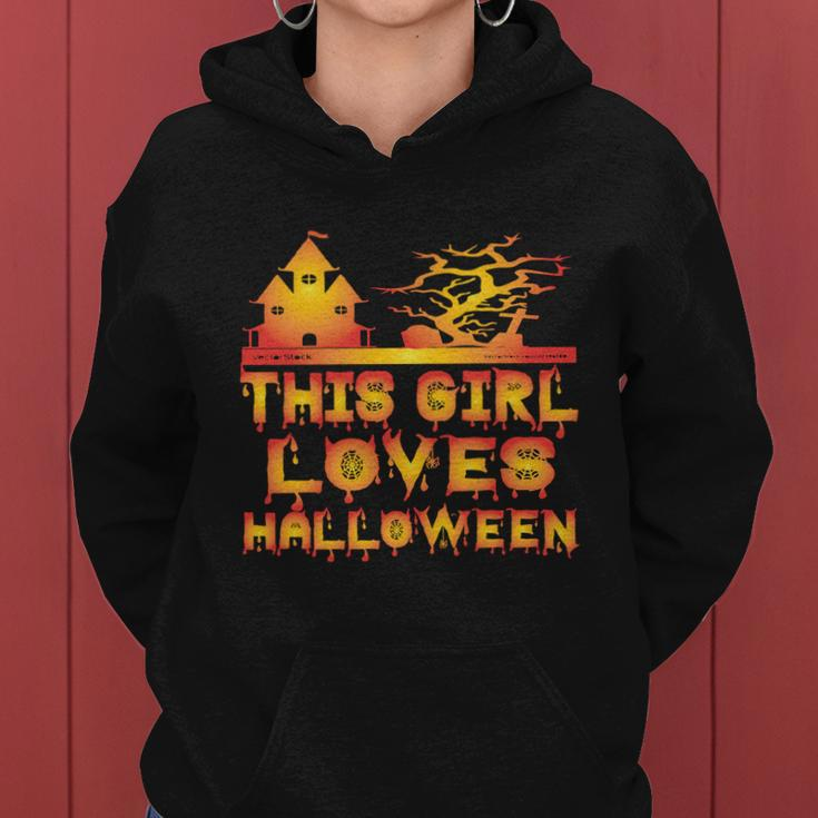 This Girl Loves Halloween Funny Hallloween Quote Women Hoodie