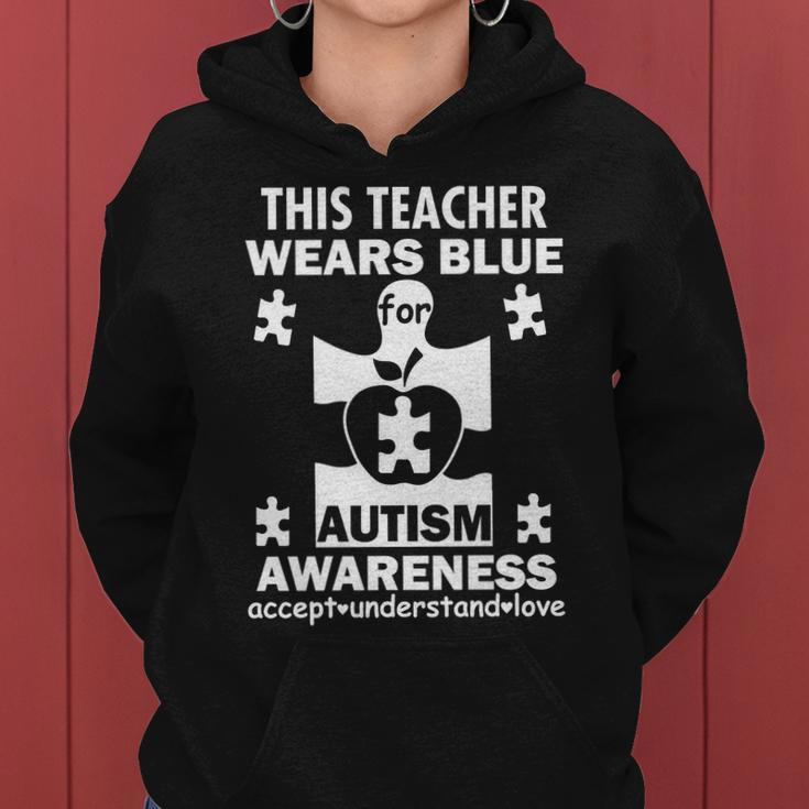 This Teacher Wears Blue Autism Awareness Women Hoodie