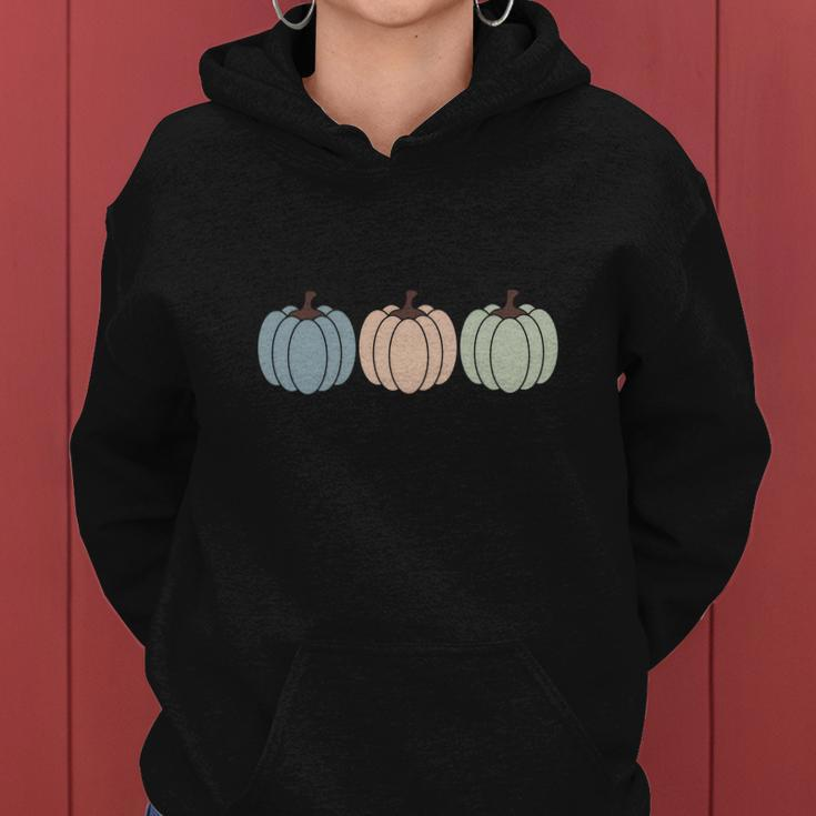 Three Pumpkins Cute Gift Fall Season Women Hoodie Graphic Print Hooded Sweatshirt