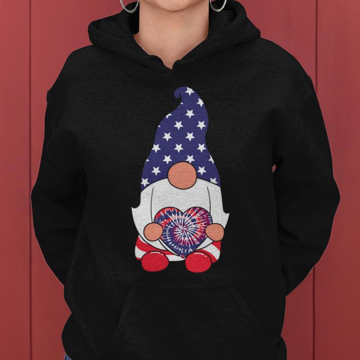 Tie Dye Gnome Usa Flag Star Graphic 4Th Of July Plus Size Shirt Women Hoodie