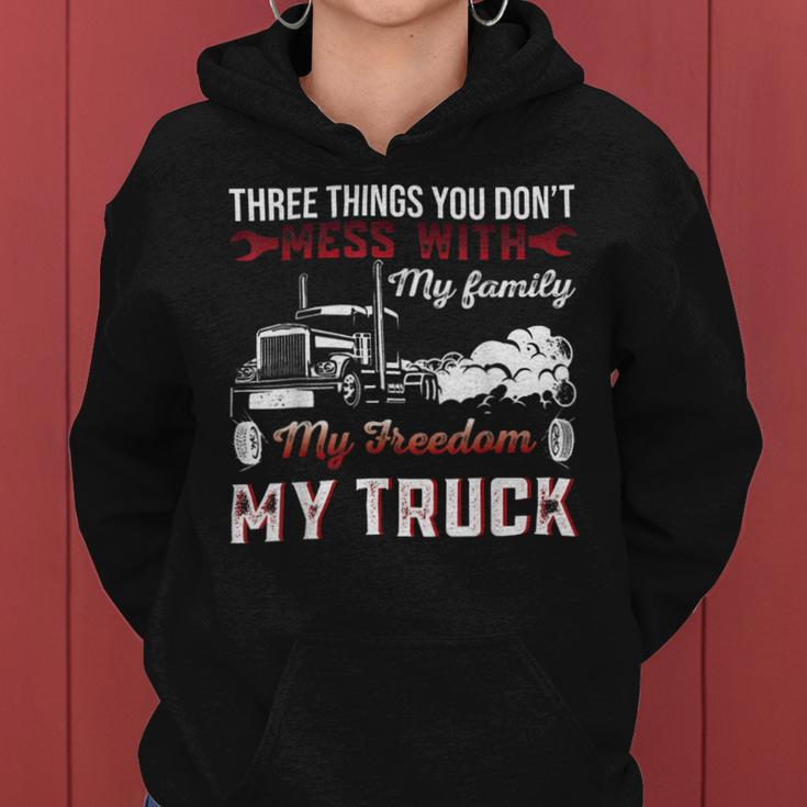 Trucker Trucker Dad Truck Driver Father Dont Mess With My Family Women Hoodie