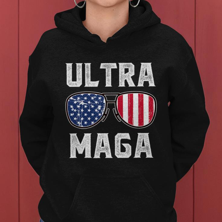 Ultra Maga Sunglasses American Flag Funny Anti Biden Women Hoodie