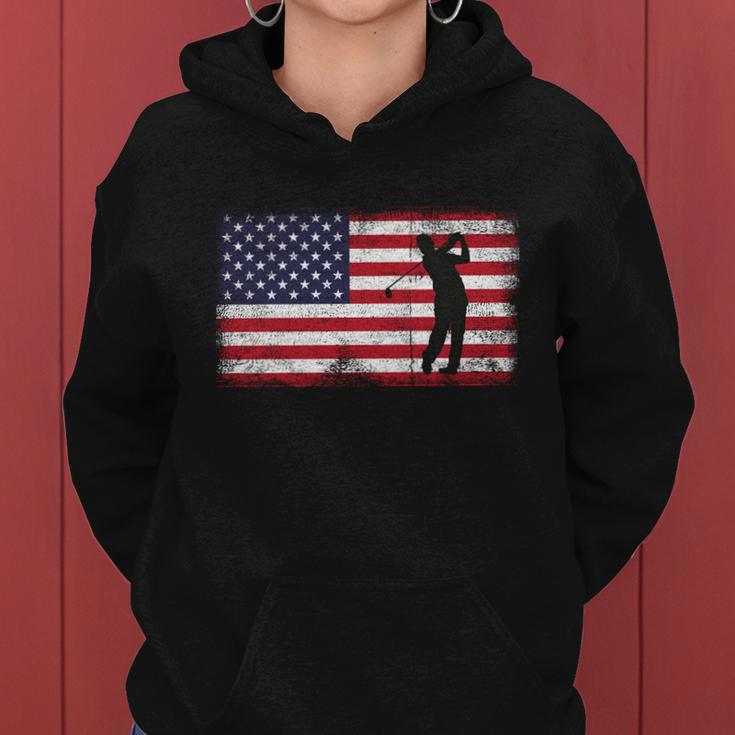 Usa American Flag Golf Lovers 4Th July Patriotic Golfer Man Cool Gift Women Hoodie