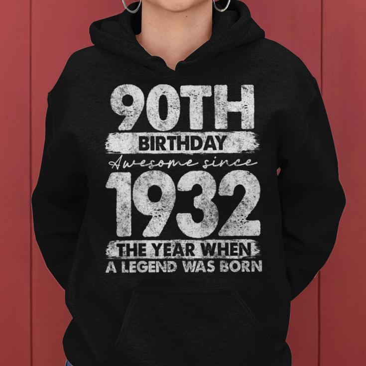 Vintage 1932 Limited Edition 1932 90 Years Old 90Th Birthday Women Hoodie