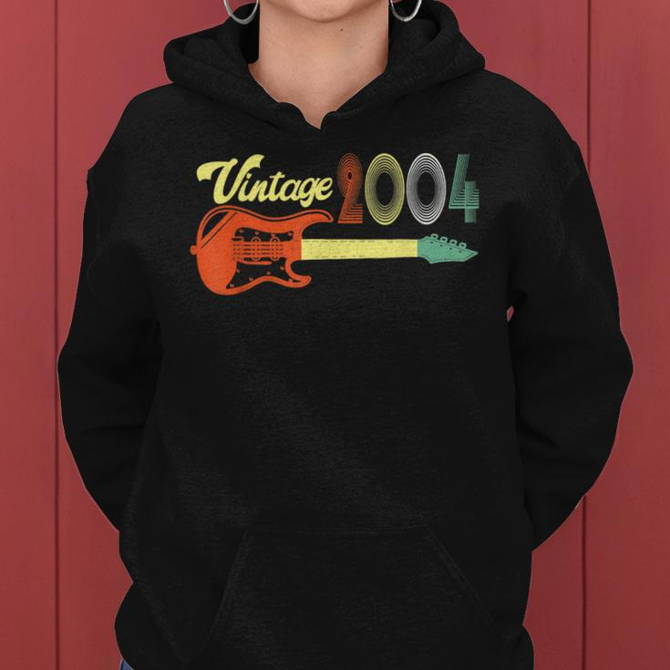 Vintage 2004 Retro 18Th Birthday With Guitar 18 Years Old Women Hoodie